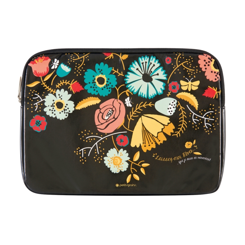 pochette ordinateur noir à fleur DLP laissez moi rêver rennes