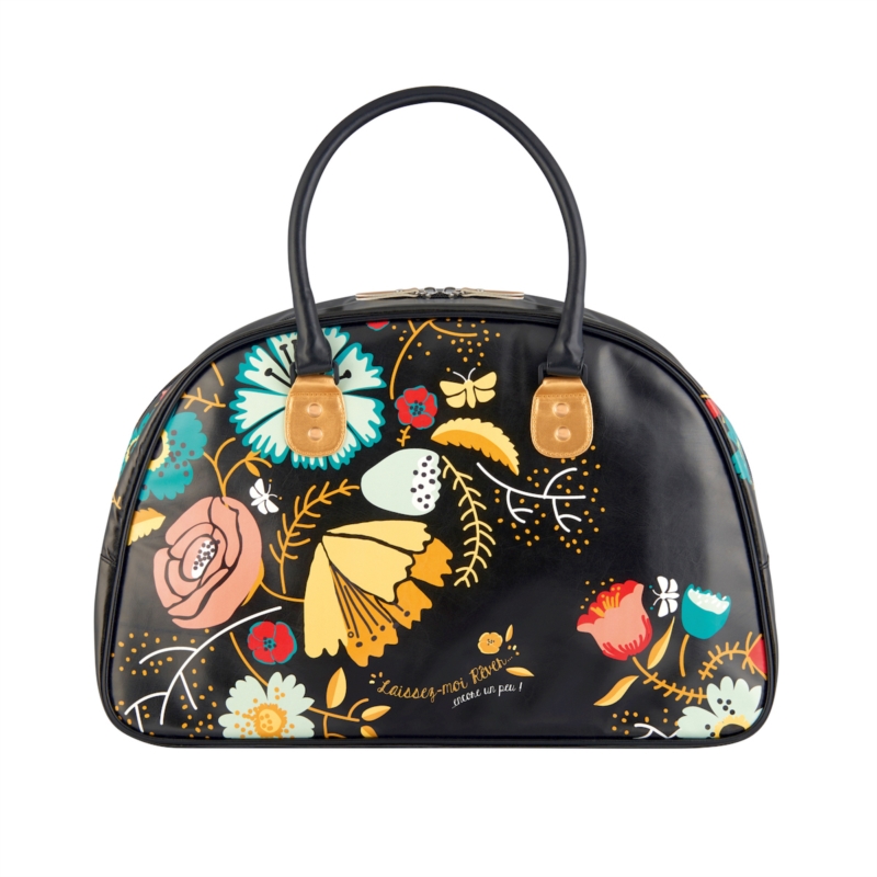 sac weekend noir à fleur DLP