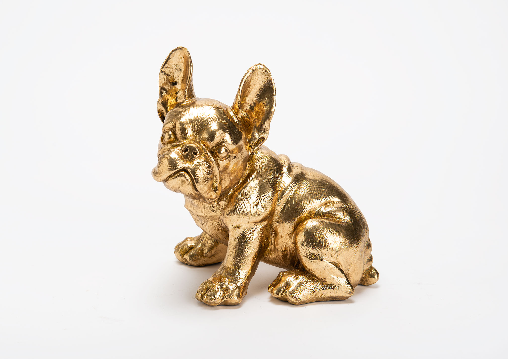 bulldog assis doré Statue bouledogue doré