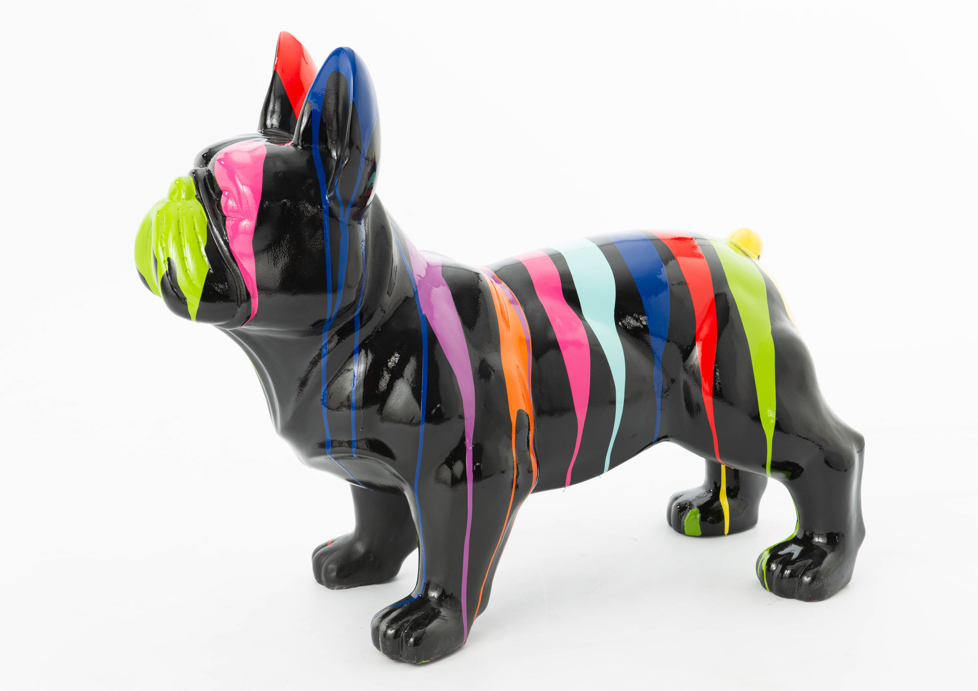 chien bouledogue trash noir gm statue bouledog colore