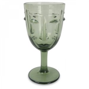 verre à pied visage vert