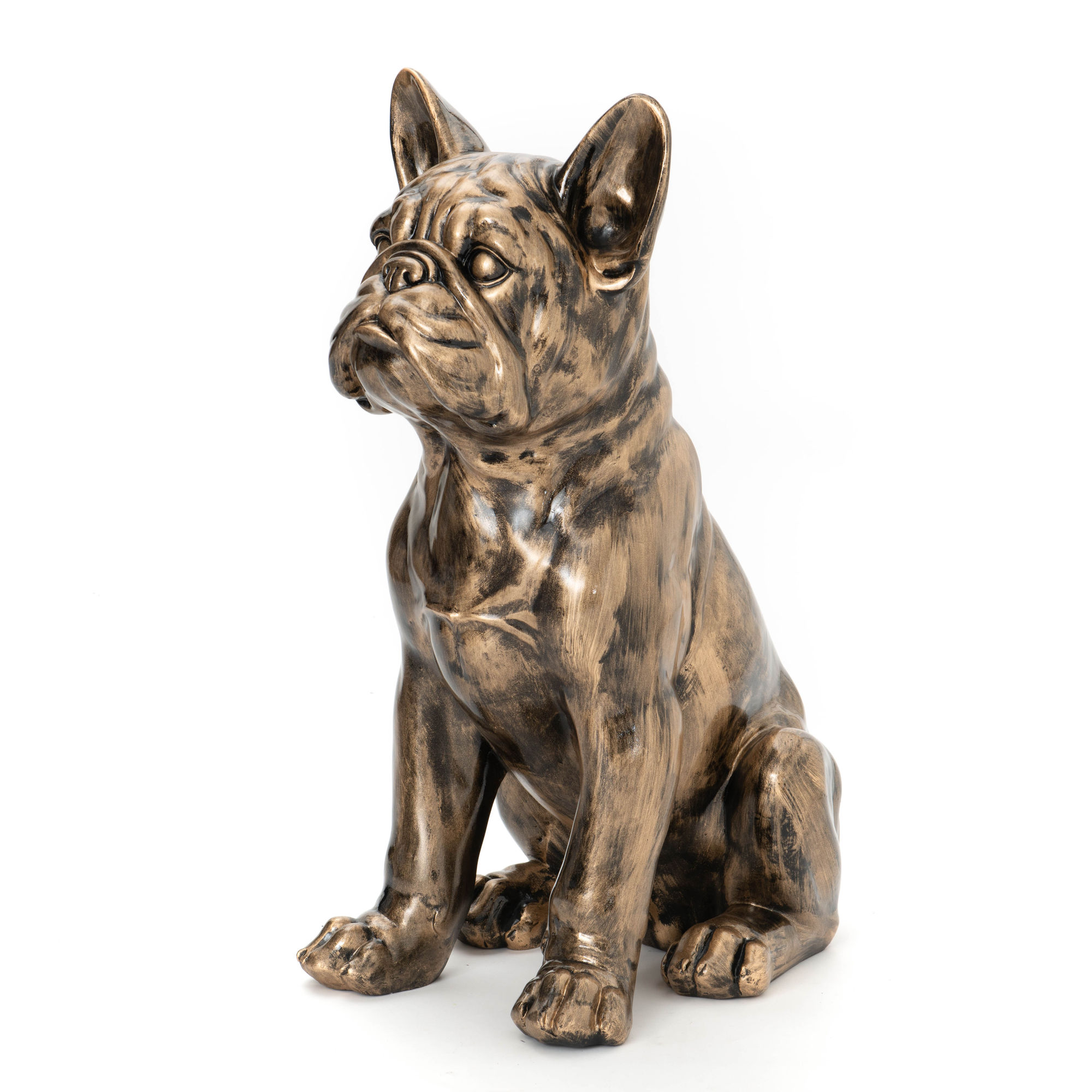 chien bouledog cuivre Statue chien bouledogue