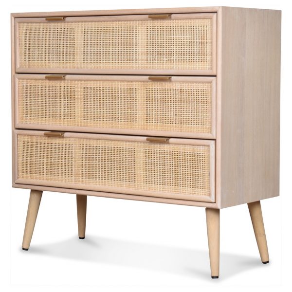 Commode En Rotin 5 Tiroirs – Design Naturel Avec Pieds En Bois Pour Chambre Ou Salon