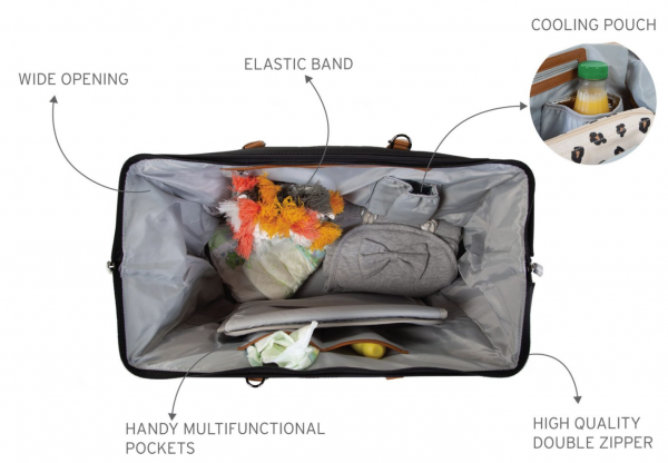 Le Daddy Bag Noir, lettrage blanc, sac à langer