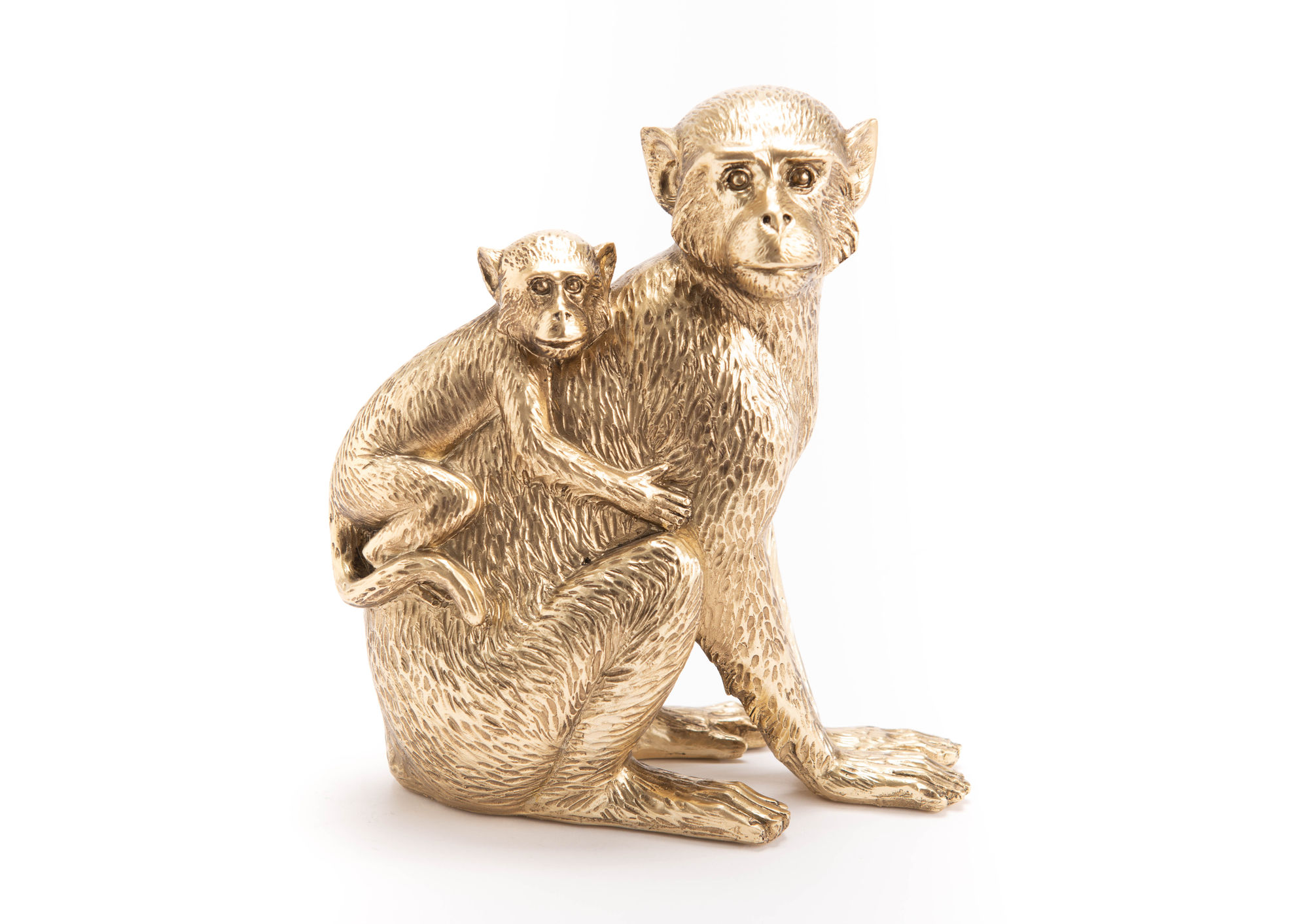 maman et bébé singe doré Statue singe doré