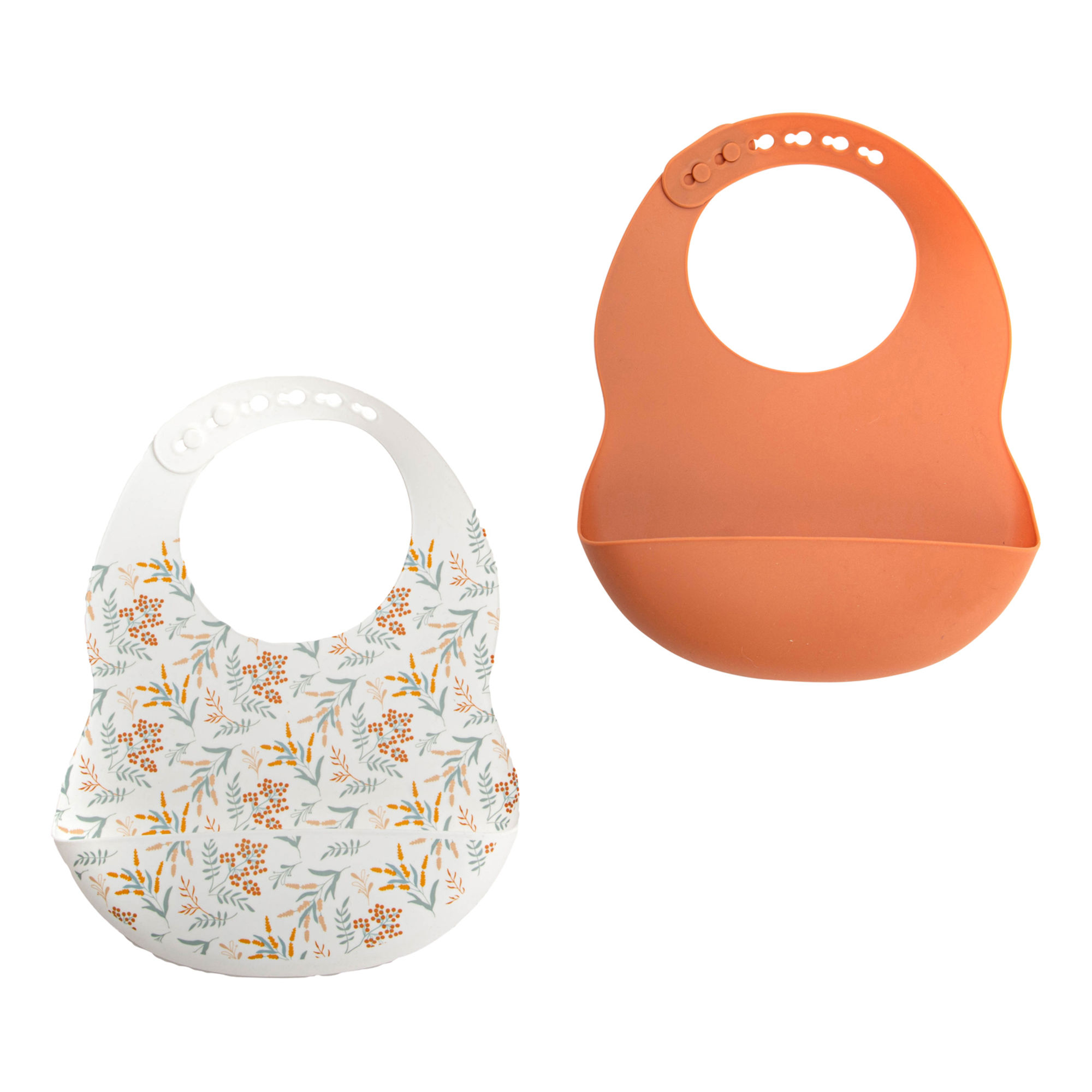bavoirs blanc et safran lot de 2 bavoirs en silicone