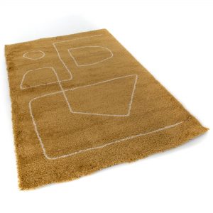 tapis figures moutarde