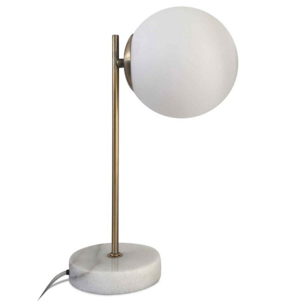 lampe à poser dorée et marbre