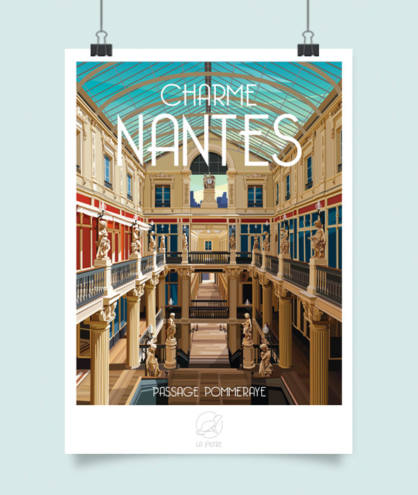 affiche-nantes-passage-pommeraye Affiche Nantes Charme - La Loutre